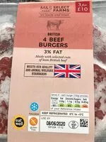 Cantidad de azúcar en British Beef Burgers 3% Fat