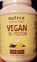 Zucker und Nährstoffe drin Nutri shape shake vegan 3k protein vanilla cream flavor