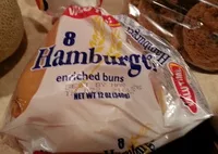 Suhkru kogus sees Enriched hamburger buns