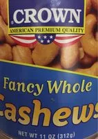 Amount of sugar in Crown Fancy Whole Cashews