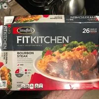 入っている砂糖の量 Med bourbon steak sauce with spicy chipotle mashed sweet potatoes, seasoned broccoli & red peppers, med bourbon