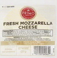 Suhkru kogus sees Fresh Mozzarella Cheese
