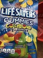 चीनी की मात्रा Life saver Collisions gummies peg bag
