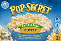 चीनी की मात्रा microwavable popcorn - 94% fat free, butter natural flavor