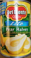 入っている砂糖の量 Del monte, lite pear halves bartlett pears in extra light syrup