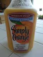 Amount of sugar in Simply orange, 100% juice, orange