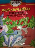 Количество сахара в Sour mini belts strawberry