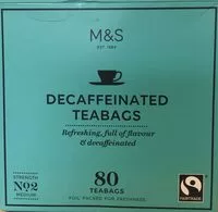 Quantité de sucre dans Decaffeinated Teabags