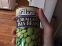 Suhkru kogus sees Allens, medium green lima beans