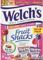 Cantidad de azúcar en Fruit snacks pouches fruit punch berries n cherries