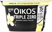 Количество сахара в Dannon oikos triple zero nonfat yogurt vanilla