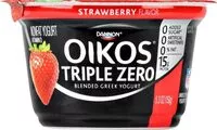 Sokerin määrä sisällä Dannon oikos triple zero greek nonfat yogurt strawberry