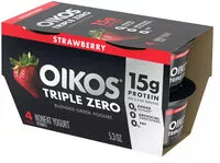 Sokerin määrä sisällä Oikos Triple Zero Strawberry Greek Yogurt