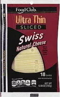 Sokerin määrä sisällä Ultra Thin Sliced Natural Swiss Cheese
