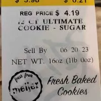 Jumlah gula yang masuk Sugar cookies
