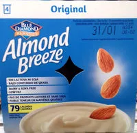 Azúcar y nutrientes en Blue diamond almondsalmond breeze