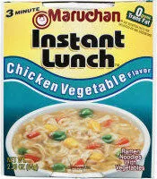 Jumlah gula yang masuk Instant Lunch, Raman Noodles With Vegetables, Chicken Vegetable