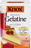 Suhkru kogus sees Original unflavored gelatin boxes