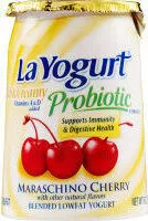 Suhkru kogus sees Probiotic rich & creamy low fat yogurt maraschino cherry