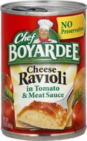 Sokerin määrä sisällä Ravioli in tomato sauce