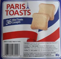 Sucre et nutriments contenus dans Paris toasts