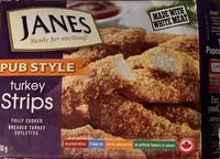 Frozen breaded turkey strips