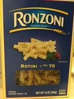 चीनी की मात्रा Ronzoni, enriched macaroni product, rotini no.75