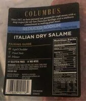 Suhkru kogus sees Columbus italian dry salami reduced sodium sliced