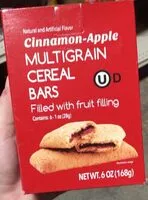 Suhkru kogus sees Cinnamon apple mulitgrain cereal bars