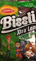 Suhkru kogus sees Bissli Extra Long Onion Flavour Party Snack