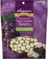Suhkru kogus sees Vanilla Flavored Yogurt Covered Raisins