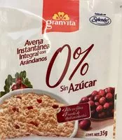 Jumlah gula yang masuk Avena integral instantánea