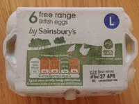 Suhkru kogus sees 6 Free Range British Eggs Large