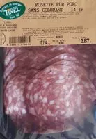 Amount of sugar in Rosette pur porc