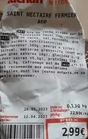 Количество сахара в Saint nectaire fermier AOP