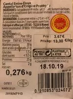 Quantité de sucre dans Cantal Entre-Deux
