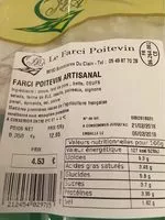 Sucre et nutriments contenus dans Le farci poitevin