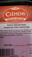 入っている砂糖の量 Farcet assai sonnée viande de porc