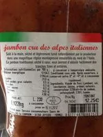 Sucre et nutriments contenus dans Jambon cru des alpes italiennes