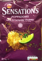Sokerin määrä sisällä Poppadoms - lime & coriander chutney