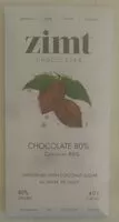 入っている砂糖の量 Chocolate 80% Sweetened with Coconut Sugar