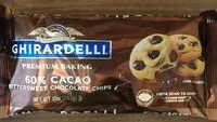 Suhkru kogus sees Ghirardelli premium baking 60% cacao bittersweet chocolate chips