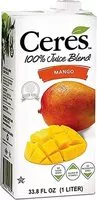 Jumlah gula yang masuk Ceres all natural pure fruit juice blend mango