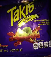 Jumlah gula yang masuk Takis, Tortilla Chips, Fuego