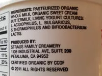 Sugar and nutrients in Straus family creamery