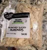 Suhkru kogus sees Blanched sliced almonds