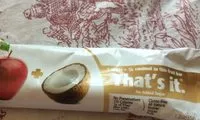 Cantidad de azúcar en 1 apple + 1/4 coconut fruit bar