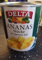 Suhkru kogus sees Ananas-St�cke in eigenem Saft