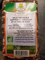 Quantité de sucre dans galettes de blé nappées de chocolat et de noix de coco