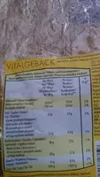 Sucre et nutriments contenus dans Vitalgeback